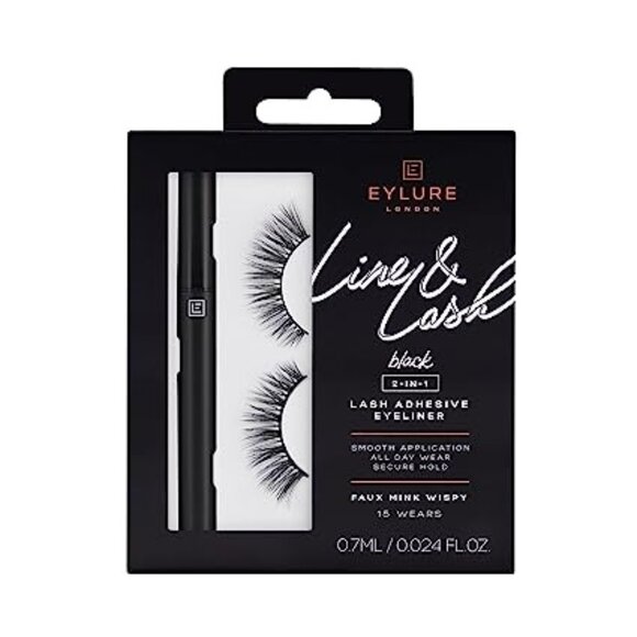 Eylure Line & Lash Faux Mink Wipsy False Eyelashes with Adhesive Pen - Black - Picture 1 of 6